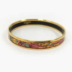HERMES エマイユ バングル ブレスレット メッキ ゴールド