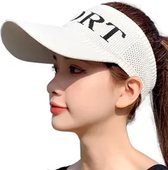 Nestkanina サンバイザー キャップ シンプル レディース プロテクト スポーツ アウトドア 小顔( ホワイト,  Free Size)
