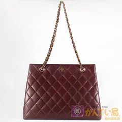 【CHANEL】シャネル マトラッセ チェーンショルダー ショルダーバッグ トートバッグ ラムスキン ココマーク レディース ワインレッド レッド系 ゴールド金具 【中古】USED-BC 【9304】
