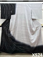 付け下げ 手描き 金彩 桜 源氏香 正絹 パールトーン加工済 躾糸付き 