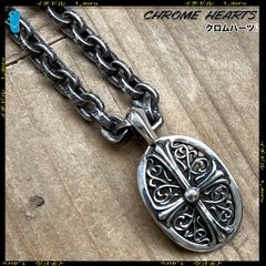 +CHROME HEARTS+ シルバー オーバル クロス スモール ペンダント OVAL CROSS CHARM PENDANT SILVER