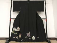 平和屋-こころ店■豪華黒留袖　作家物　童子　金彩　正絹　逸品　AAAK5263Bph