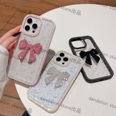 スマホケース　リボン　キラキラ　iPhone対応　アイフォンケース　iPhone16pro/16promax/15/14/13　可愛いケース　海外限定　新品未使用　3カラー選択可能