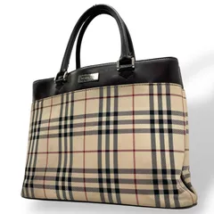 美品 BURBERRY バーバリー ハンドバッグ トートバッグ ノバチェック ベージュ ブラウン キャンバス レザー レディース 通勤 普段使い クラシック ヴィンテージ BURBERRYロゴプレート 上品 カジュアル エレガント K7