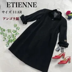 【新品未使用】エチエンヌ（ETIENNE) レッキスファー付き アンゴラ　ロングコート サイズ11　Lサイズ ブラック　黒