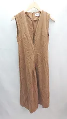 ◇ emi+ エミプラス Vネック バックジップ シンプル 薄手 ノースリーブ オーバーオール 表記なし ブラウン系 レディース E  【1305020011609】