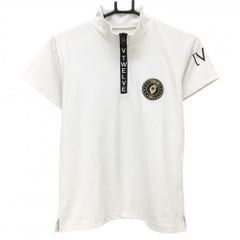 超美品】パーリーゲイツ 半袖ハイネックシャツ 白×黒 ボーダー