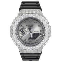 G-SHOCK カスタム GA2100 モアサナイト Moissanite .925Silver カシオーク シルバー文字盤 GRA証明書付き 時計 プレゼント メンズ ギフト お祝い 誕生日