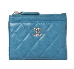 シャネル コインケース/カードケース A84105 CHANEL マトラッセ キャビアスキン ブルー系 シルバー金具