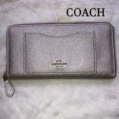 コーチ　COACH　ゴールドラメ　ラウンドファスナー　長財布　OUTLET