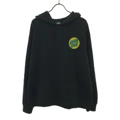 SANTA CRUZ サンタクルーズ ロゴプリント 長袖 スウェットパーカー L ブラック バックプリント メンズ 古着