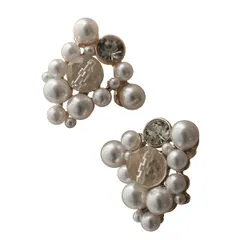 イヤリング ピアスレディース アクセサリー パール ラインストーン パーティー 華やか ビジュー ゆらゆら ライン ラッピング 入学式 卒業式 RT22005 (PIE GLD) [ゴールド / ピアス / 22005]