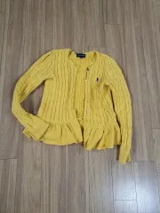 Ralph Lauren(ラルフローレン) 黄色 ケーブル ニット カーディガン ジュニア