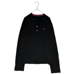 BURBERRY BLACK LABEL(バーバリーブラックレーベル) ホースロゴ刺繍 ヘンリーネック ウール ニット BMT73-305-09 2(M程度) ブラック×ピンク