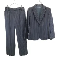 GINZA maggy 銀座マギー 日本製 ストライプ柄 ロロピアーナ スーツ 上下 セットアップ 42 グレー x Loro Piana レディース 古着