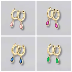 在庫限り【K18ゴールドカラー】カラーストーン ドロップ フープピアス 薄ピンク ピンク ブルー グリーン 上品 華奢 大人 女性 高級感 エレガント シンプル 輝き 清楚 普段使い フォーマル ギフト 人気 プレゼント  (444 445 446 447)