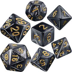 【数量限定】LIANHATA 多面体 ダイス サイコロ セット アクリル 7個入り D20 D12 D10 D8 D6 D4 神話TRPG MTG カードゲーム テーブルゲーム用 4面 6面 8面 10面 12面 20面 (黒×白)