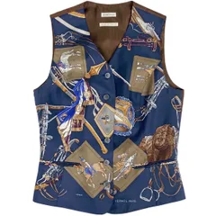 エルメス HERMES シルク ベスト ジレ CAVALERIE FRANCAISE マルジェラ期 トップス ベスト シルク ブルー レディース 【中古】のサムネイル