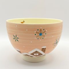 【未使用】茶碗 色絵 サンタ　見谷福峰　紙箱入　茶道具　茶盌　茶器