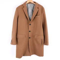 タケオキクチ ステンカラーコート ロングコート 無地 ウール混  メンズ Lサイズ ブラウン TAKEO KIKUCHI 【中古】