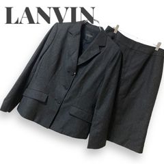 LANVIN ランバン グレー ジャケット スカート セットアップ スカートスーツ 長袖 ひざ丈 レディース ビジネス カシミヤ混