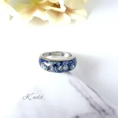 お花とパールのリング～ブルー