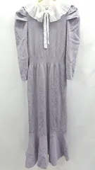 ◇ ⊇ snidel スナイデル 襟元フリル 長袖 ロング ワンピース サイズF パープル系 レディース E  【1504240023267】