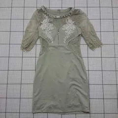 ◇ ⊂ デイジー 可愛い系 ミニ丈 キャバドレス サイズM カーキ系 レディース E  【1509100017684】