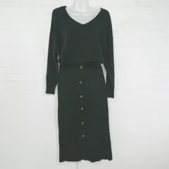 ◇ AZUL BY MOUSSY フロントボタンデザイン 長袖 ロング ニットワンピース サイズS ブラック レディース P  【1305240019041】のサムネイル
