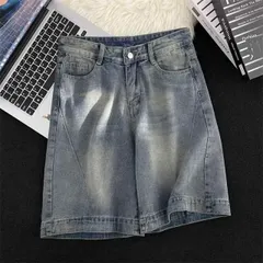 メンズ ファッション 服 男性用 オシャレ シンプル 大人 かっこいい 大きいサイズ ストリート 紳士服 レトロ ウォッシュ ジーンズ ストレート ショート パンツ 夏 ワイド レッグ パンツ ハイエンド ダッド パンツ