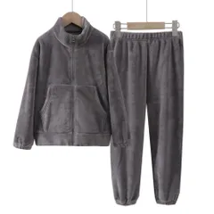 ☆ ダークグレー ☆ 120cm ☆ キッズモコモコルームウェア nakrw3499 モコモコ ルームウェア キッズ パジャマ 寝間着 寝巻き 寝巻 部屋着 長袖 厚め 厚手 上下セット ぽかぽか ふわふわ フワフワ セットアップ あったか あたたかい 暖かい