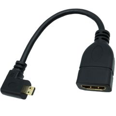 デジカメ ビデオカメラ パソコン ラズパイ接続に microHDMI（オス）- HDMI TYPE-A(メス） L型変換ショートケーブル 左向き 約15ｃｍ  MCHDMI-15HL