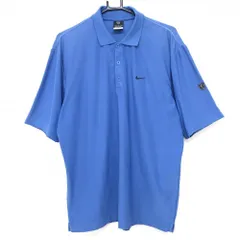 ★SALE価格★【美品】ナイキゴルフ 半袖ポロシャツ ブルー ストレッチ ロゴ刺しゅう メンズ L ゴルフウェア NIKE