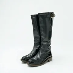 シャネル CHANEL ブーツ ロングブーツ 靴 シューズ レザー パテント ブラック ゴールド ロゴ