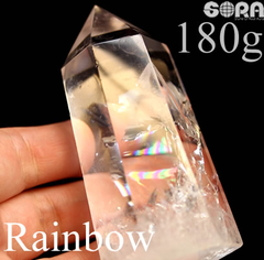 【限定1点モノ】透明度高め 水晶 ポイント レインボー水晶 アイリス水晶 180g パワーストーン 原石 天然石 クラスター 置物 ブラジル産 六角柱