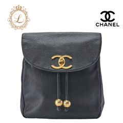 CHANEL シャネル チェーンリュック デカココ ターンロック  キャビアスキン  黒（ゴールド金具） レディース ハイブランド【中古】【送料無料】