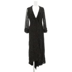 GANNI ガニー 刺繍 パンチング パフスリーブ ロングワンピース 34 黒 GANNI ガニー ワンピース Cotton Poplin V-Neck Long Dress