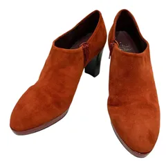 【極美品】卑弥呼 (24) ブーティ サイドジップ ヒール パンプス スウェード 本革 レザー 希少カラー