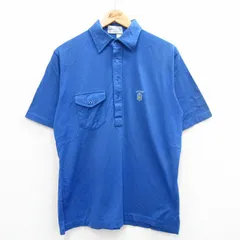L/古着 半袖 ポロ シャツ メンズ 80s コットン 青 ブルー 24aug09 中古 トップス