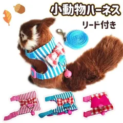 ハーネス 羽根 小動物 うさぎ フェレット リード付き チェック リボン かわいい 散歩 通院【Sサイズ】のサムネイル