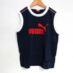 プーマ タンクトップ ノースリーブ シャツ トップス スポーツウエア キッズ 男の子用 140サイズ 紺×白 PUMA 【中古】