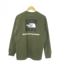 ザノースフェイス THE NORTH FACE ロングスリーブバックスクエアロゴティー 長袖Tシャツ ロンT プリント ロゴ 速乾 UVケア アウトドア L 緑 カーキ NT82131 /AO21 ■GY01
