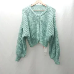 ◇ ⊇◎●未使用● Heather ヘザー ショート丈 ニット 長袖 カーディガン サイズF グリーン レディース E  【1410290067802】