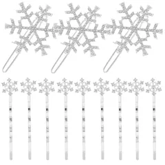 【新着商品】FRCOLOR ヘアピン 雪の結晶 スリーピン Uピン スノーフレーク クリスマス まとめ髪 ヘアクリップ ラインストーン ヘアピン お花かんざし かわいい アクセサリー 18本セット（ホワイト）