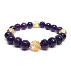 10mm 四神獣金彫水晶×アメジスト パワーストーン ブレスレット天然石 運気上昇 開運 金運 恋愛運 お守り 青龍 白虎 玄武 朱雀 メンズ・レディース 男性・女性 数珠ブレス 開運 ■