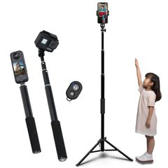 スマホ 三脚 スマホスタンド カメラ三脚/一脚 150cm以上 【分離可能なデザイン】軽量 コンパクト 160CM セルカ棒 gopro / insta360 /Andriod 自撮り棒 長い 携帯用三脚 tripod 自撮り 3脚 自撮りや集合写真、生ライブ