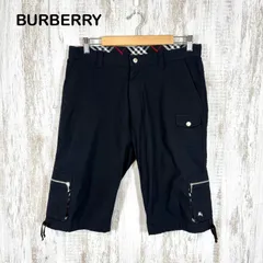 BURBERRY BLACK LABEL バーバリーブラックレーベル ホースロゴ刺繍 ノバチェック ストレッチ ハーフパンツ ブラック ウエスト79
