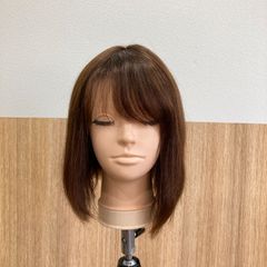 プロがカットしたボブウィッグ　人毛100％つむじ人工皮膚付き