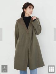 新品 タグ付き  Green Parks   chocol raffine robe フード付ボアコーディガン フリーサイズ カーキ