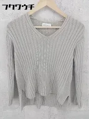 ◇ PLST プラステ コットン Vネック 長袖 リブ ニット セーター サイズS グレー系 レディース  【1002800446421】